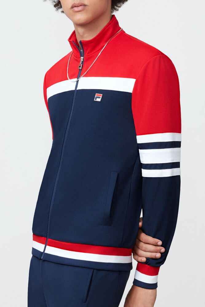 Fila Jacket Mens Red/Navy - Courto - Philippines 6015397-OH